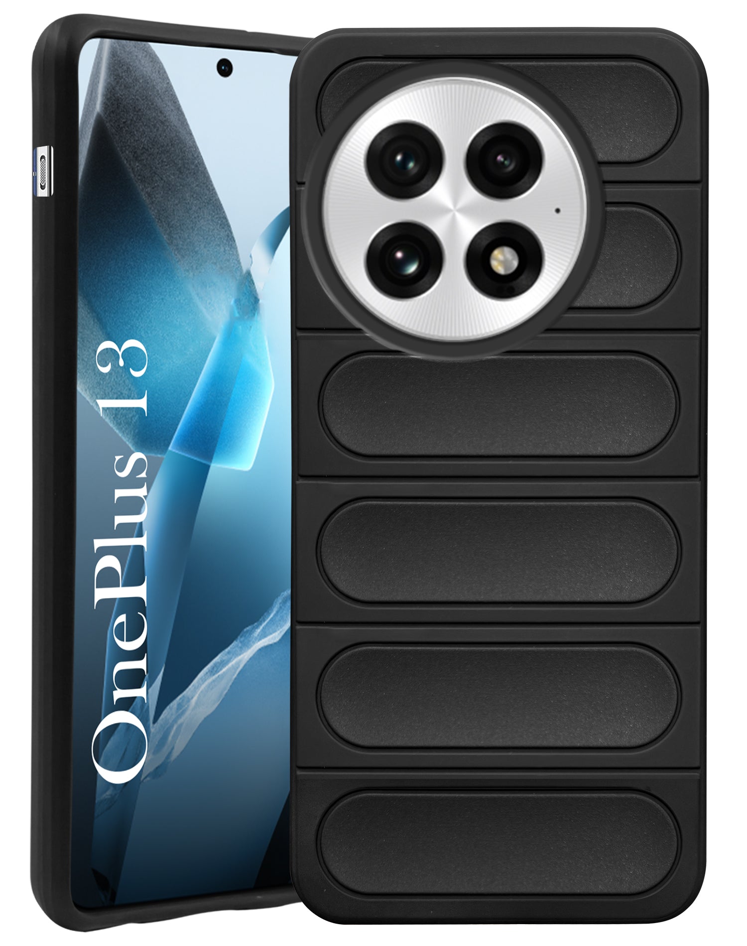 For OnePlus 13 Back Cover Case (Matte Liquid Silicone | Professional Design | Camera Protection | Wave Black)