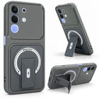 For Vivo iQOO Z10x Back Case Cover Metallic (Hybrid Armor Kickstand | MagSafe Compatible | Camera Protection Shockproof)