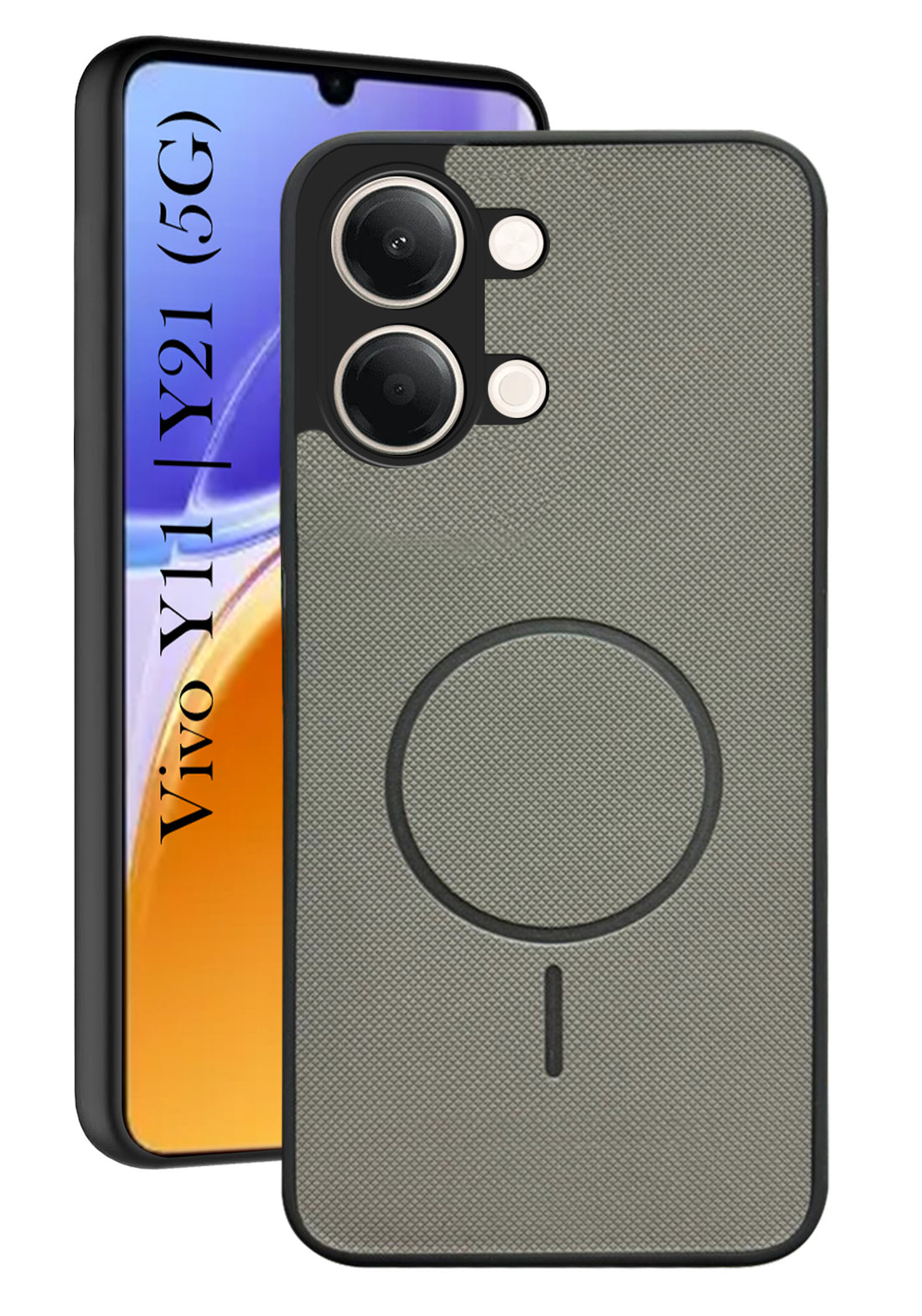 For Vivo Y11 | Vivo Y21 5G Back Cover Case PU Leather (Texture Grip Design | Professional Minimalist | Camera Protection | Soft and Flexible)