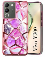 For Vivo Y200 Back Cover Case (Dual Design Glitter Sparkle and Detachable Diamond Print Case | Soft and Flexible)