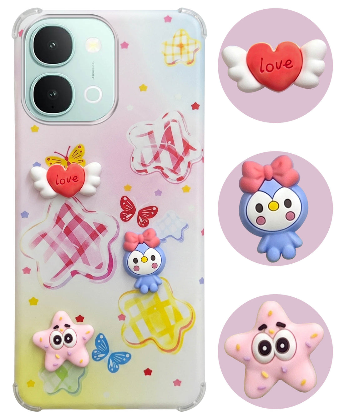 For Vivo iQOO Z11x 5G Back Cover Case (3D Cute Cartoons | Hard Back Side Soft | Matte Premium Finish | HD Printing)
