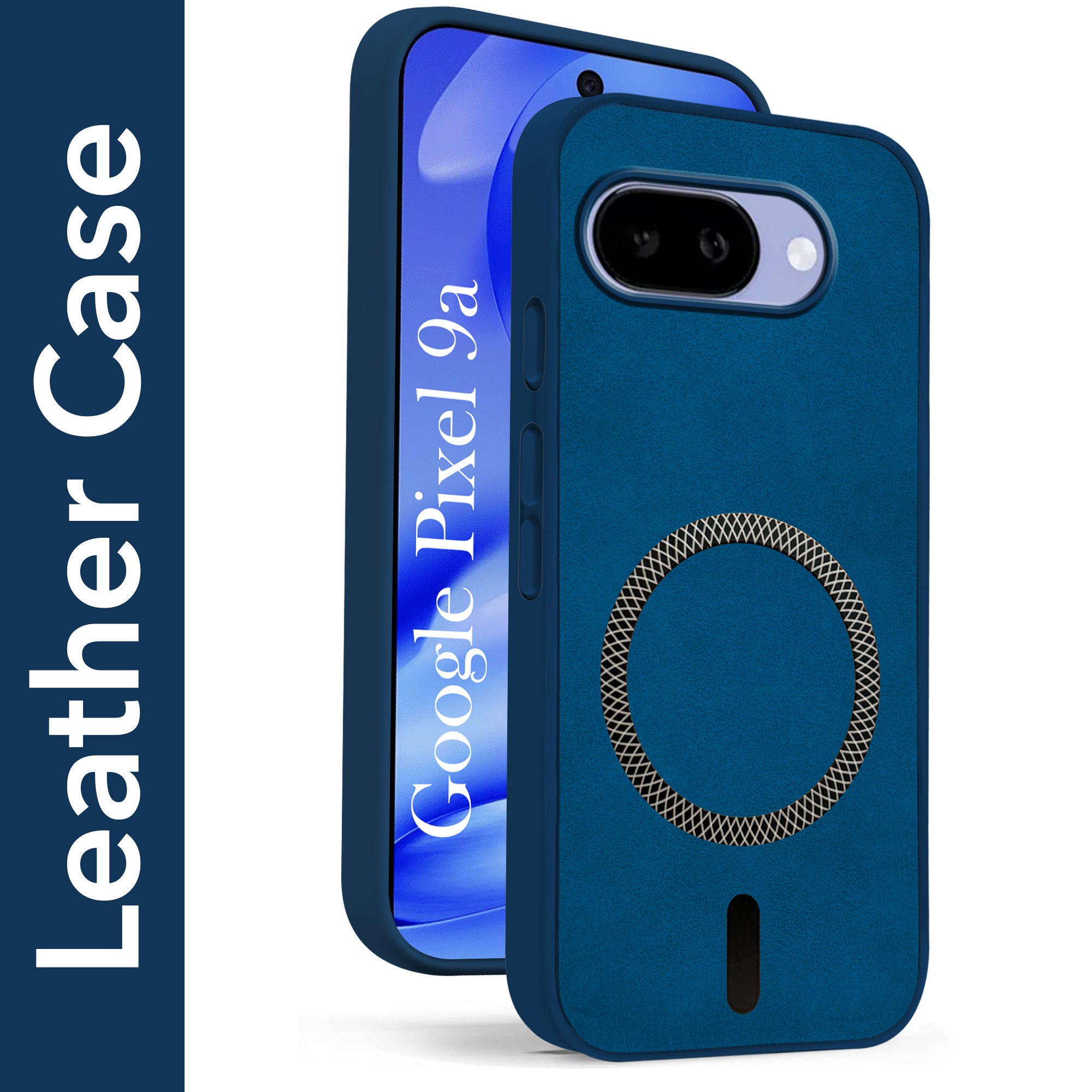 For Google Pixel 9A Back Cover Case Leather Finish (MagSafe Compatible Wireless Charging | Soft Touch | Camera Bump Protection)