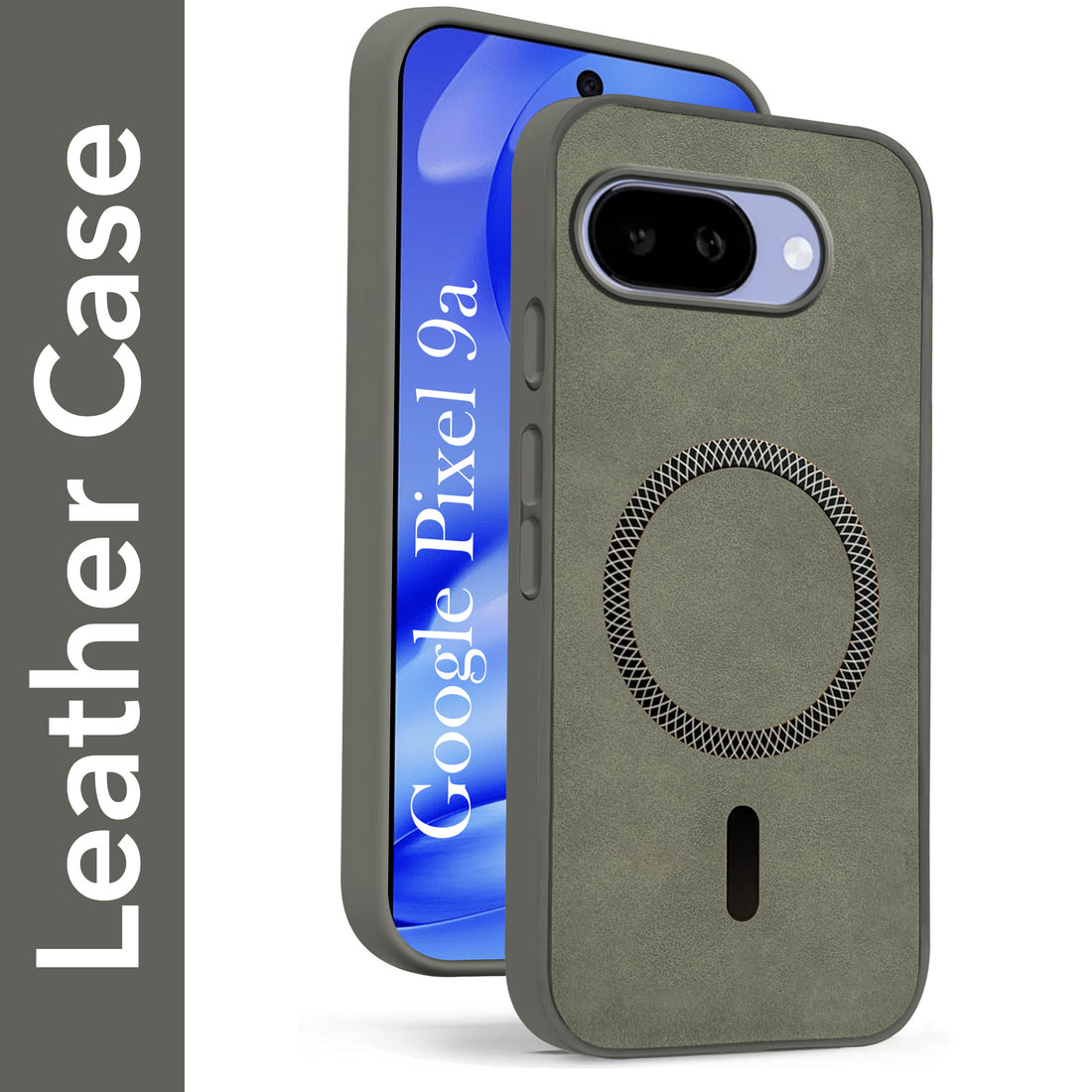 For Google Pixel 9A Back Cover Case Leather Finish (MagSafe Compatible Wireless Charging | Soft Touch | Camera Bump Protection)