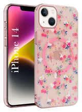 For Apple iPhone 14 Back Cover Case (Cute Floral Design | Flower Print for Girls | MagSafe Compatible Wireless Charging)