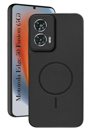 For Motorola Moto Edge 50 Fusion Back Cover Case PU Leather (Texture Grip Design | Professional Minimalist | Camera Protection | Soft and Flexible)