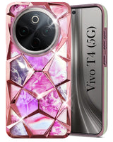For Vivo T4 Back Cover Case ( Dual Design Glitter Sparkle and Detachable Diamond Print Case | Soft and Flexible)