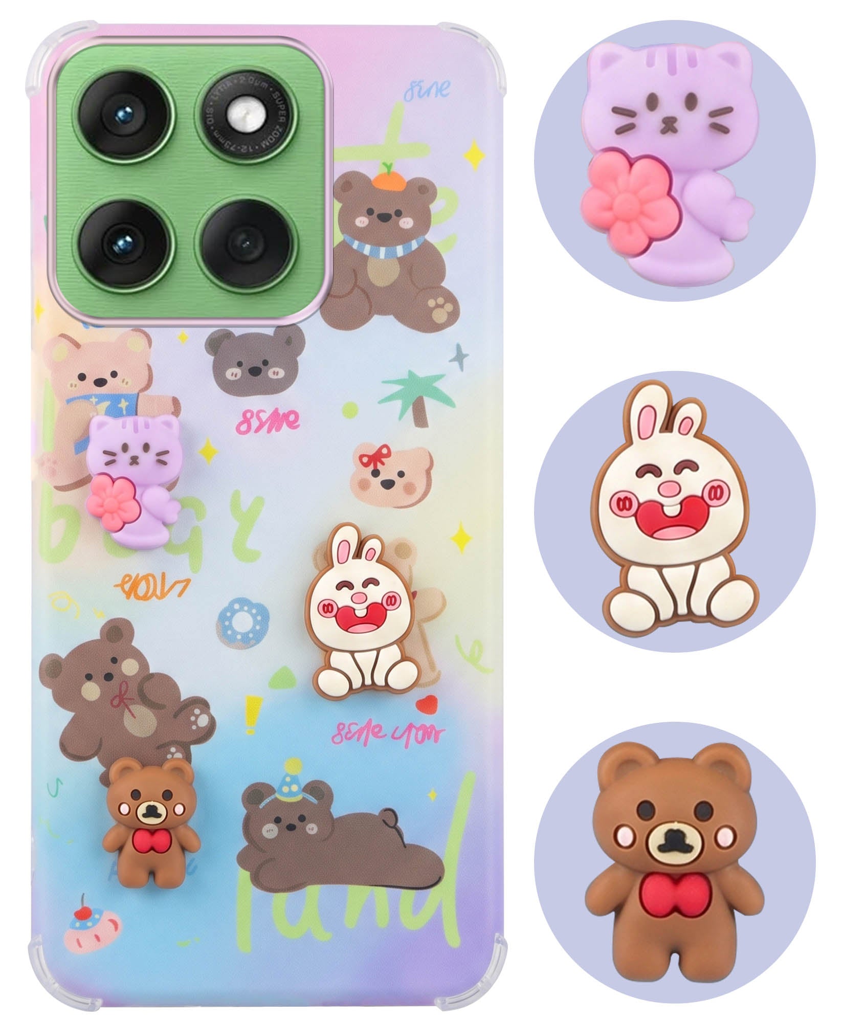 For Motorola Moto Edge 60 Back Cover Case (3D Cute Cartoons | Hard Back Side Soft | Matte Premium Finish | HD Printing)