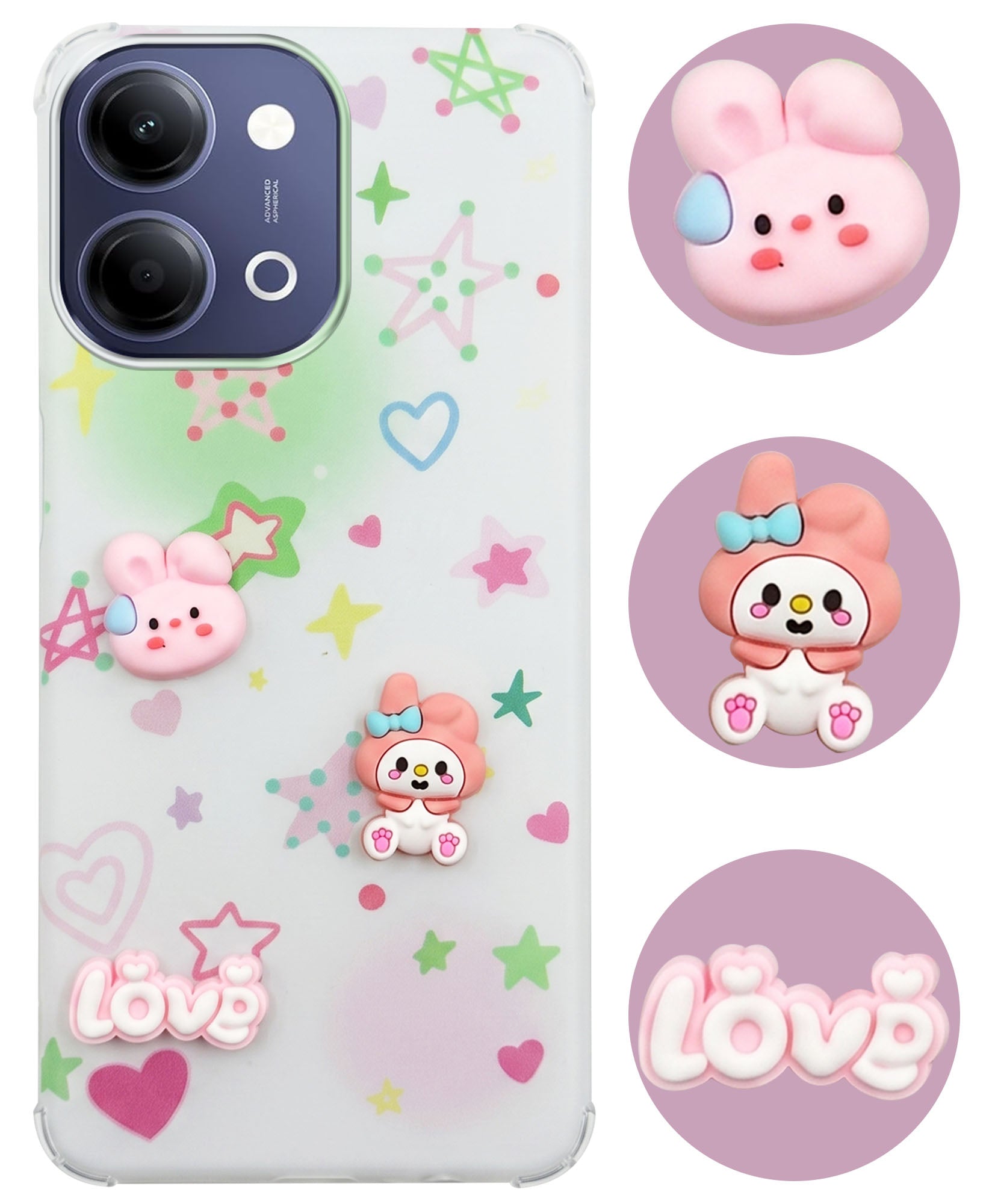 For Vivo iQOO Z11 Lite Back Cover Case (3D Cute Cartoons | Hard Back Side Soft | Matte Premium Finish | HD Printing)