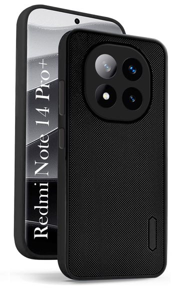 For Redmi Note 14 Pro Plus Back Cover Case (Textured Grip Design | Micro-Fiber Cloth Inside | Slim and Light Weight | Soft Touch and Feel | Black)