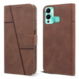 For Infinix Hot 12 Play Flip Cover Case (Stitched Leather with Magnetic Closure)