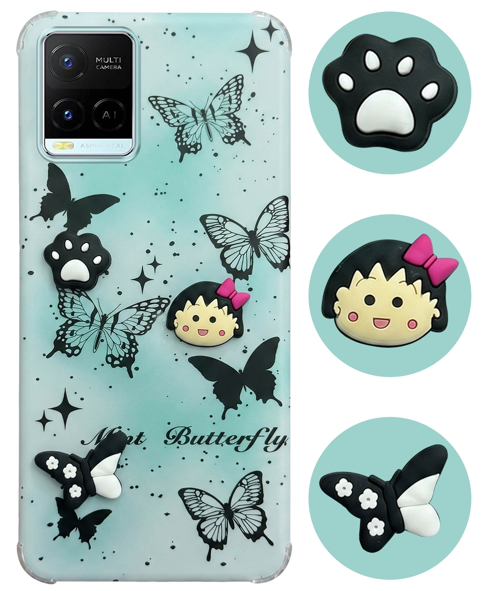 For Vivo Y21e | Vivo Y21A | Vivo Y32 Back Cover Case (3D Cute Cartoons | Hard Back Side Soft | Matte Premium Finish | HD Printing)