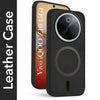 For Vivo iQOO Z10 Back Cover Case Leather Finish (MagSafe Compatible Wireless Charging | Soft Touch | Camera Bump Protection)