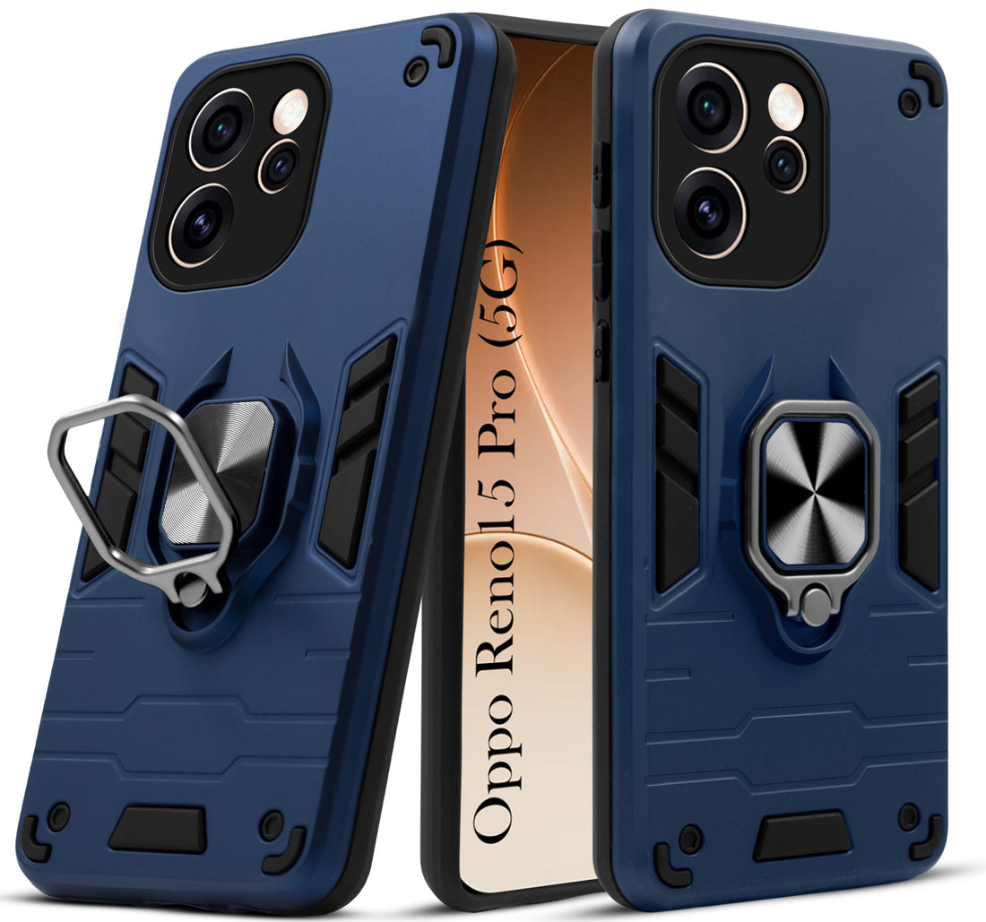 For Oppo Reno15 Pro 5G | Oppo Reno 15 Pro 5G Back Cover Case Hybrid Armor (Shockproof Dual Layer Polycarbonate |Ring Holder Kickstand)