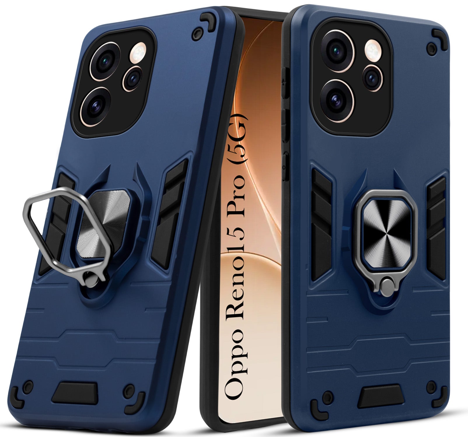 For Oppo Reno15 Pro 5G | Oppo Reno 15 Pro 5G Back Cover Case Hybrid Armor (Shockproof Dual Layer Polycarbonate |Ring Holder Kickstand)