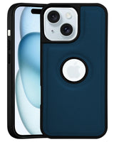 For Apple iPhone 15 Back Cover Case (Minimalist Design Stitched Leather | Shockproof Raised Edges for Camera & Screen Protection)