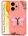 For Realme P4 Power 5G | Realme Narzo Power Back Cover Case (SoFt ButterFly Embroidery | Women Teen Girls | Camera Protection| Matte Silicone)