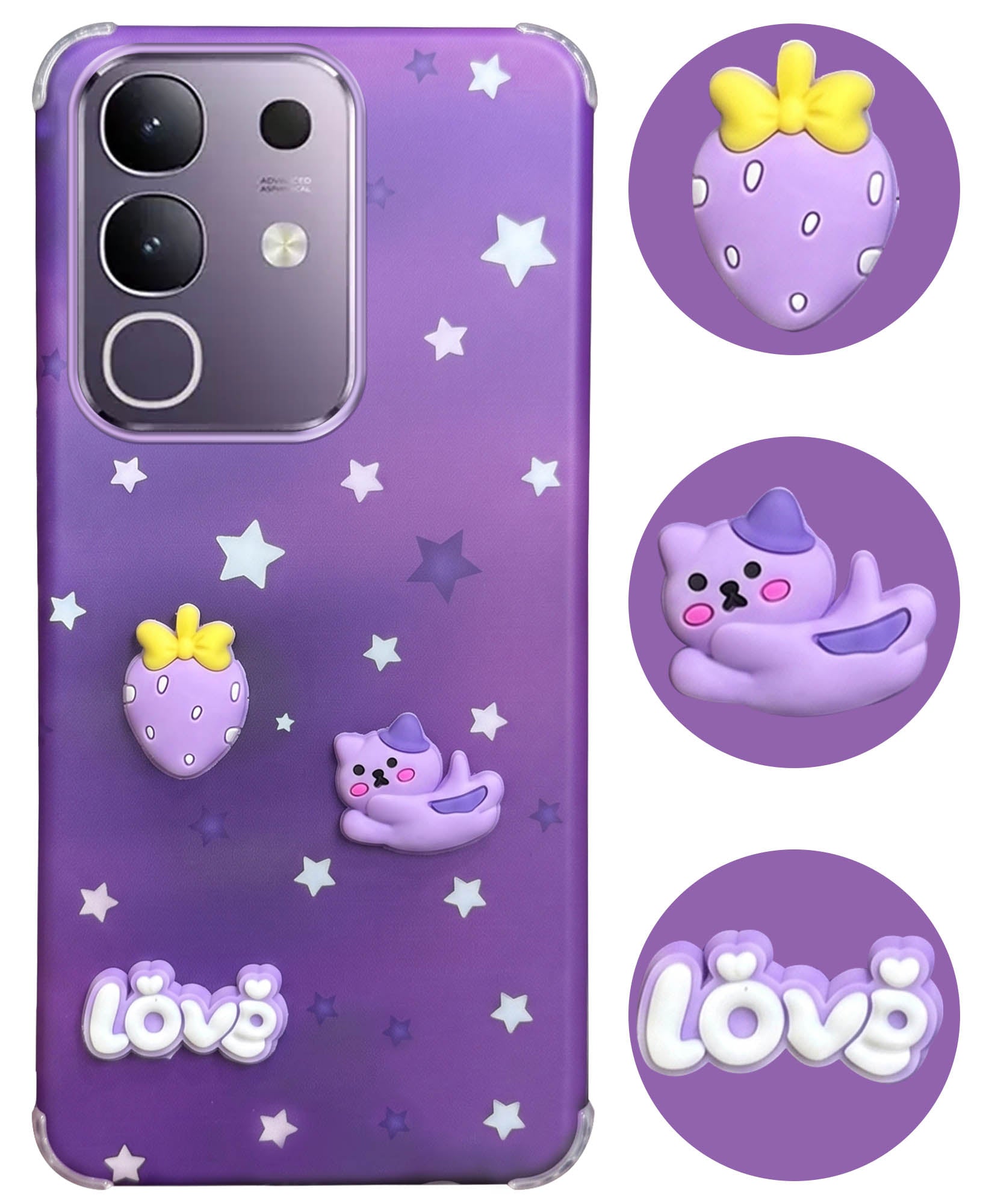 For Vivo T4x | Vivo Y31 Pro Back Cover Case (3D Cute Cartoons | Hard Back Side Soft | Matte Premium Finish | HD Printing)