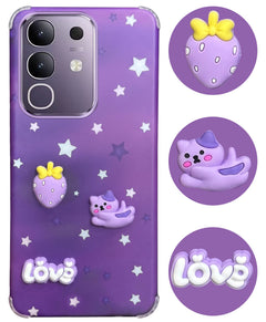 For Vivo T4x | Vivo Y31 Pro Back Cover Case (3D Cute Cartoons | Hard Back Side Soft | Matte Premium Finish | HD Printing)