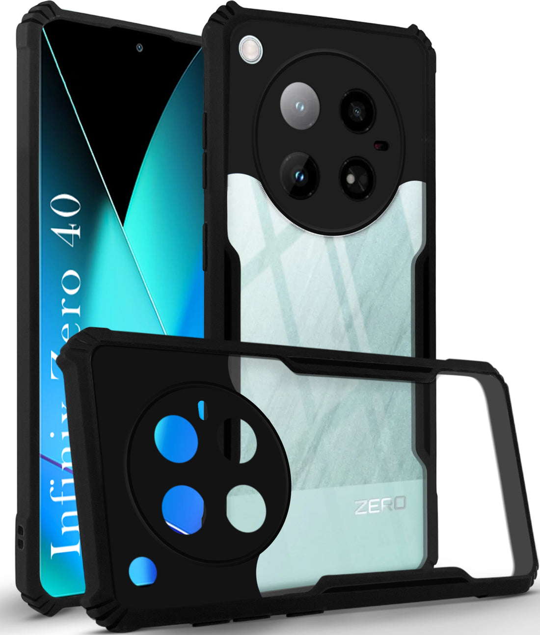 For Infinix Zero 40 Back Cover Case ( Shockproof with Polycarbonate Clear Panel | Professional )