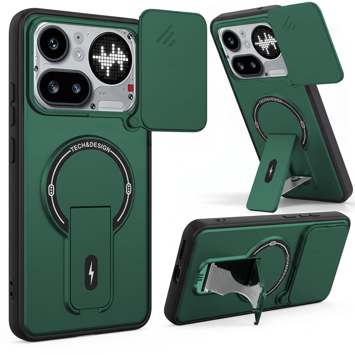 For Nothing Phone 4A Pro 5G Back Case Cover Metallic (Hybrid Armor Kickstand | Sliding Shutter Camera Protection | MagSafe Compatible)