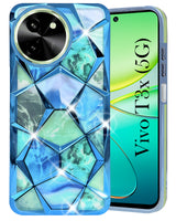 For Vivo T3x 5G Back Cover Case (Dual Design Glitter Sparkle and Detachable Diamond Print Case | Soft and Flexible)