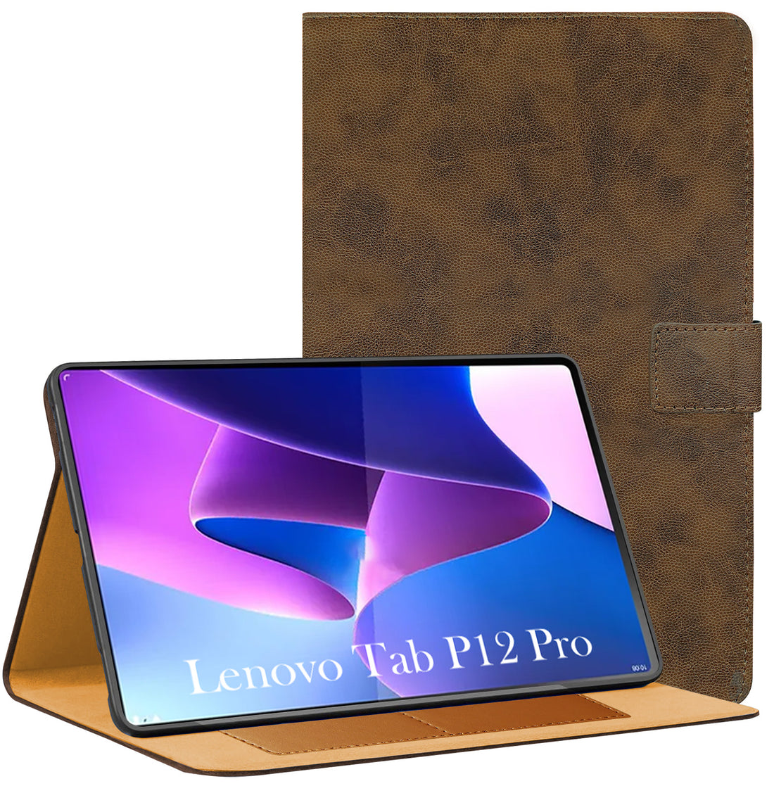 For Lenovo Tab P12 Pro 12.6 InchTB-Q706Z/Q706F Flip Cover Folio Cover (PU Leather | Multi-Angle Smart Stand | Card Storage Slots | Silicone Back Pouch)