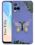 For Vivo Y33s Back Cover Case (Soft Butterfly Embroidery | Women Teen Girls | Camera Protection| Matte Silicone)