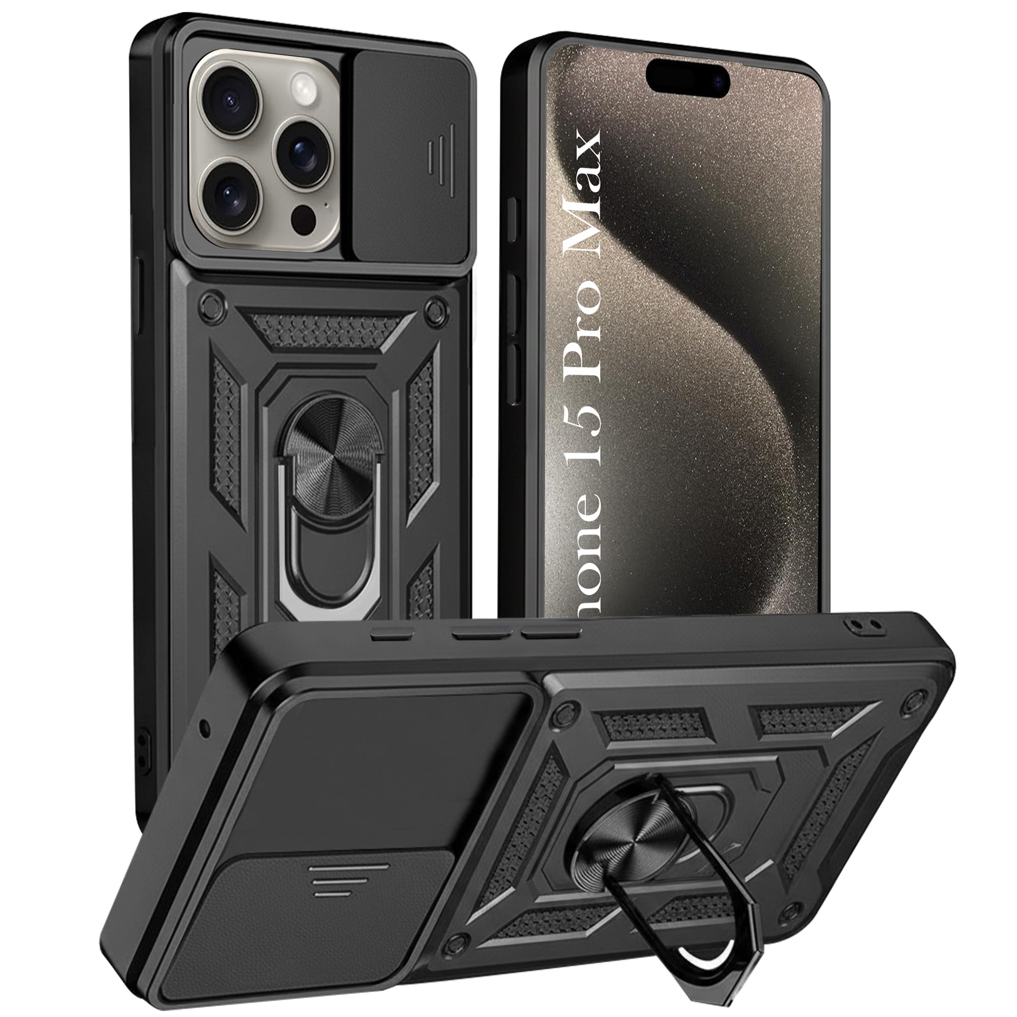 For iPhone 15 Pro Max Back Cover Case (Hybrid Dual Armor Polycarbonate)