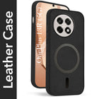 For OnePlus 13R Back Cover Case Leather Finish (MagSafe Compatible Wireless Charging | Soft Touch | Camera Bump Protection)