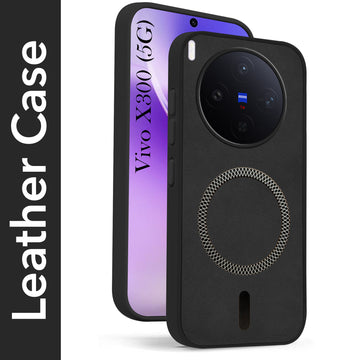 For Vivo X300 5G Back Cover Case Leather Finish (MagSafe Compatible Wireless Charging | Soft Touch | Camera Bump Protection)