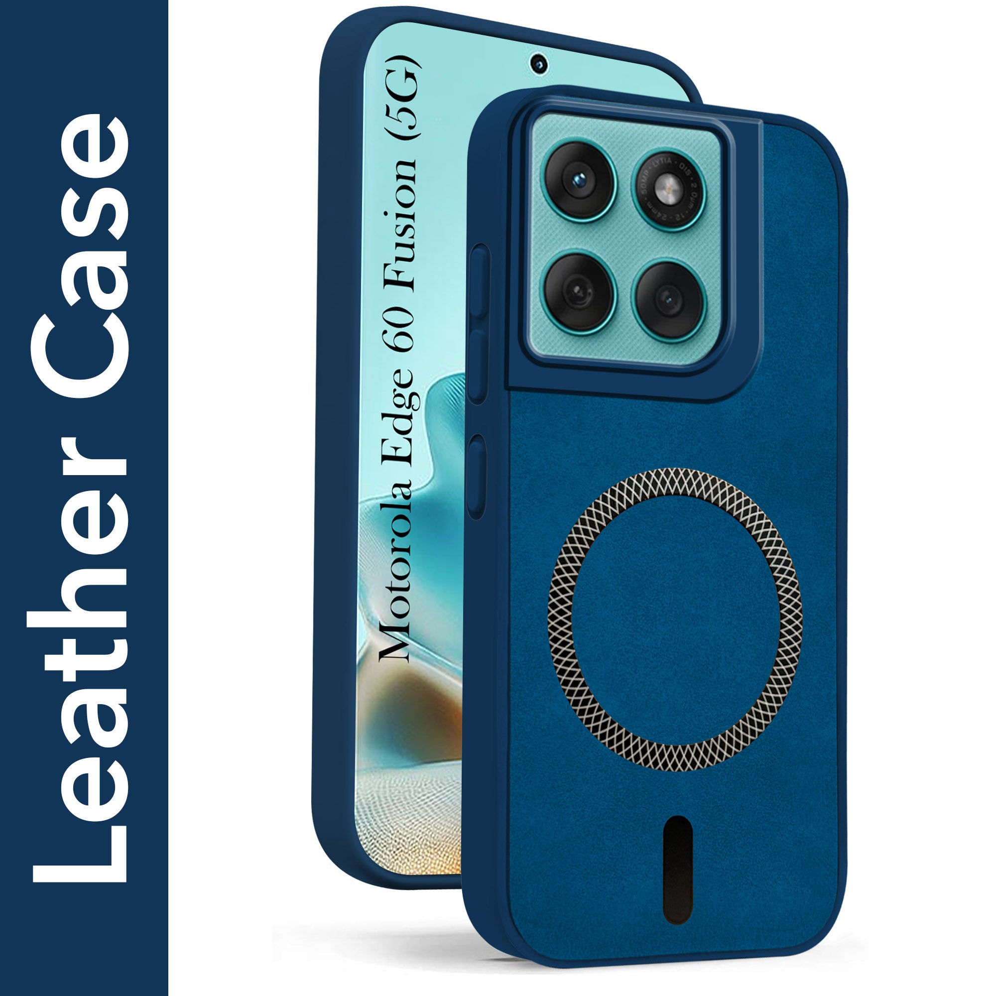 For Motorola Moto Edge 60 Fusion Back Cover Case Leather Finish (MagSafe Compatible Wireless Charging | Soft Touch | Camera Bump Protection)
