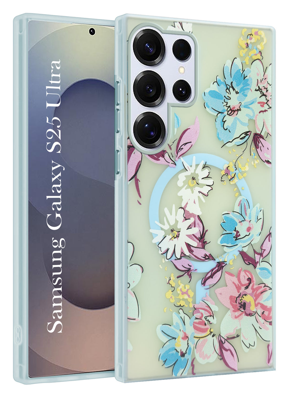 For Samsung Galaxy S25 Ultra Back Cover Case (Cute Floral Design | Flower Print for Girls | MagSafe Compatible Wireless Charging) as