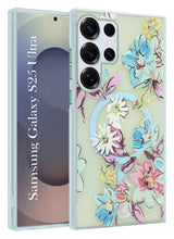 For Samsung Galaxy S25 Ultra Back Cover Case (Cute Floral Design | Flower Print for Girls | MagSafe Compatible Wireless Charging)