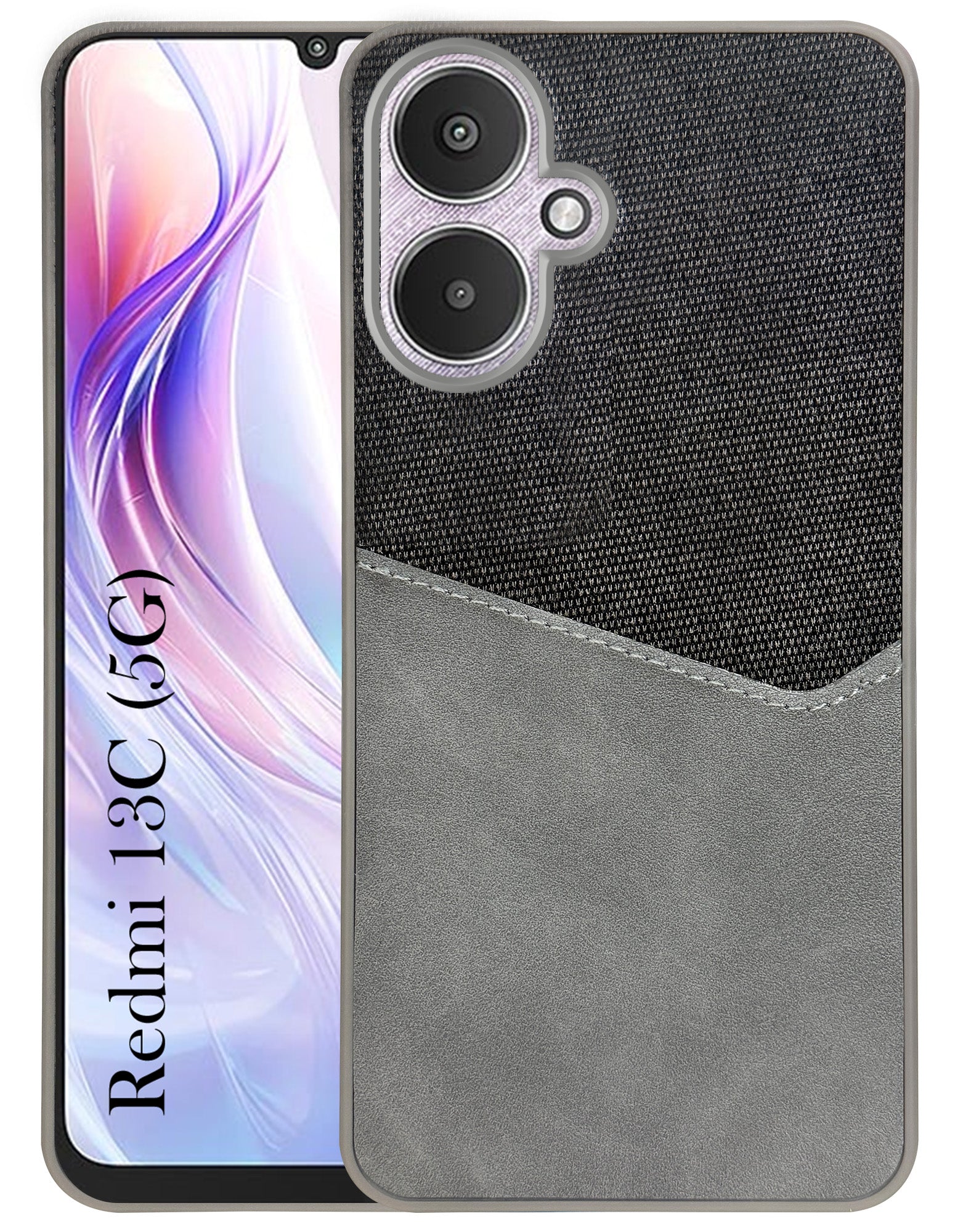 For Redmi 13C 5G Back Cover Case (Dual PU Leather Stitch | Professional Minimalist | Soft and Flexible)