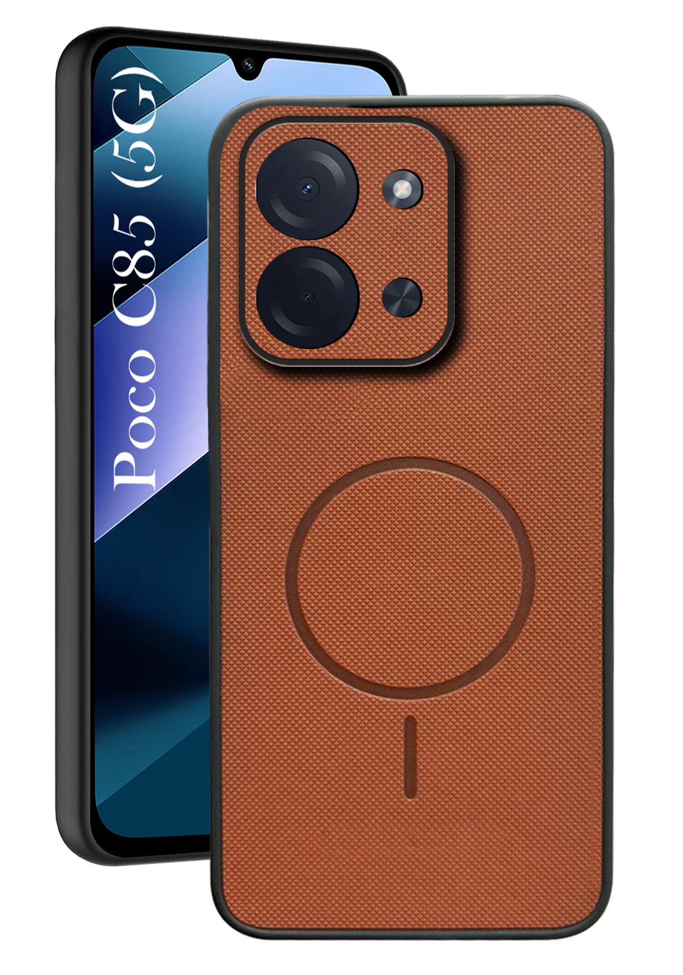 For Poco C85 5G Back Cover Case PU Leather (Texture Grip Design | Professional Minimalist | Camera Protection | Soft and Flexible)