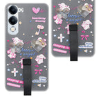 For Vivo iQOO Z10 Lite Back Cover Case (3D Cute Heart Strap Holder | Camera Protection | Designer Girls Print)