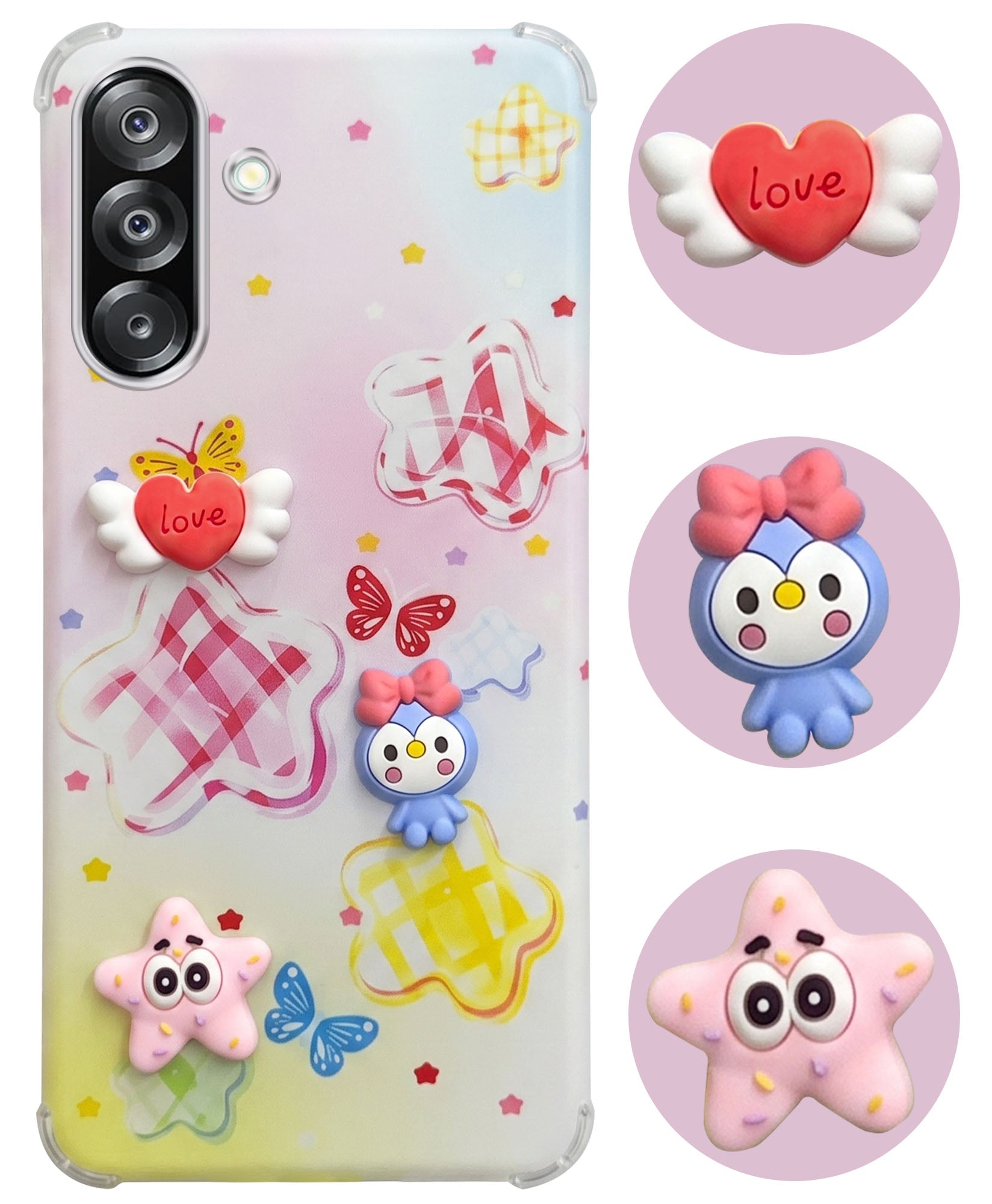 For Samsung Galaxy A26 5G Back Cover Case (3D Cute Cartoons | Hard Back Side Soft | Matte Premium Finish | HD Printing)
