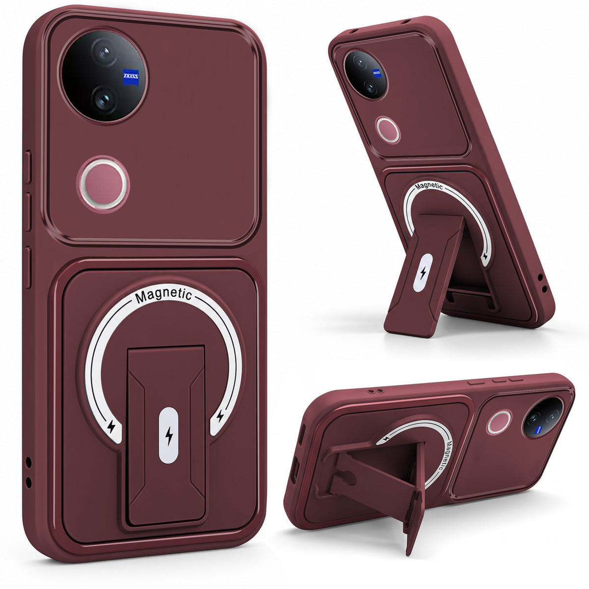 For Vivo V50 | Vivo V50e Back Case Cover Metallic (Hybrid Armor Kickstand | MagSafe Compatible | Camera Protection Shockproof)