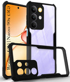 For Realme C85 5G | Realme Narzo 90x Back Cover Case Hybrid (Shockproof with Polycarbonate Clear Panel | Professional Black)