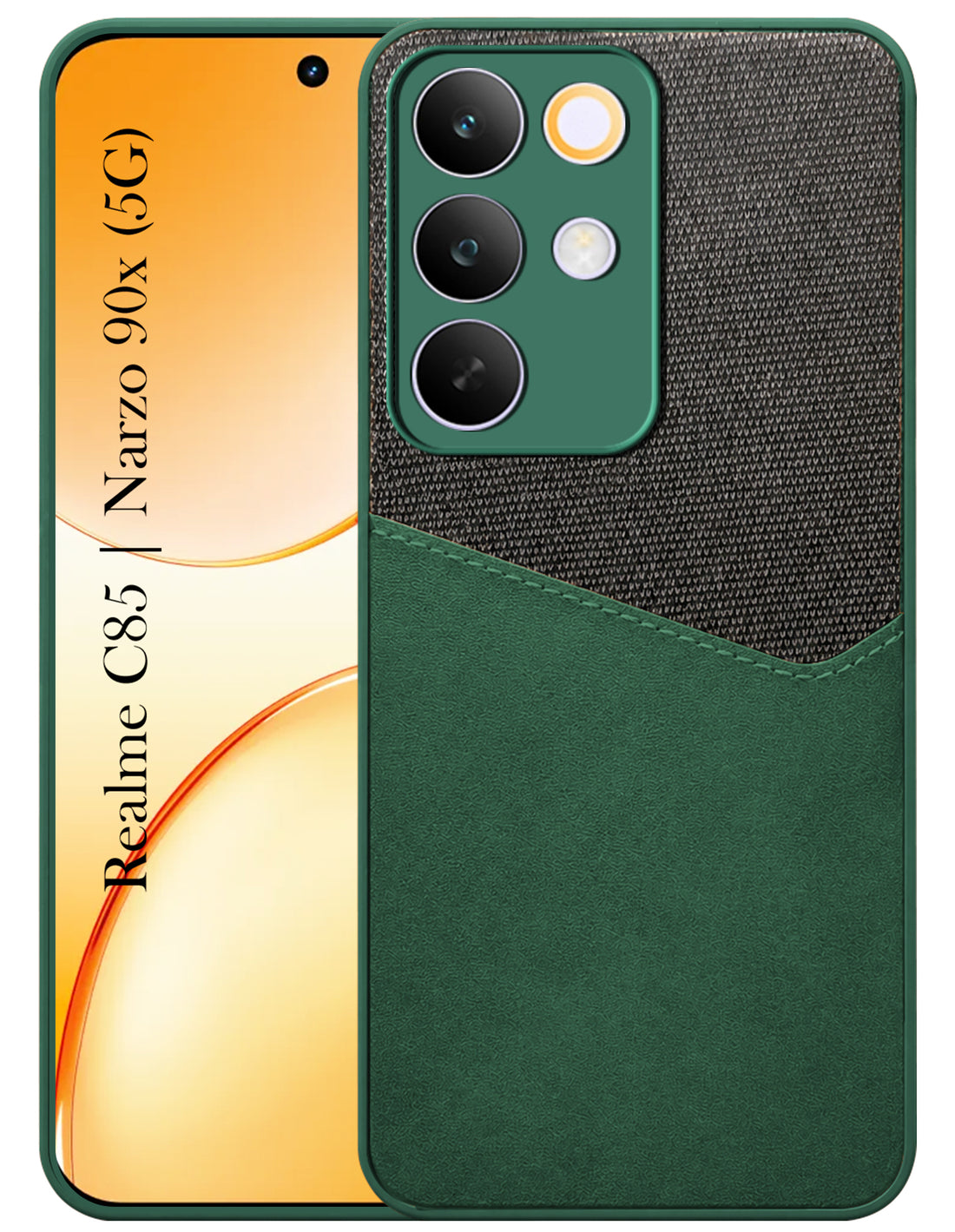 For Realme C85 5G | Realme Narzo 90x Back Cover Case (Dual PU Leather Stitch | Professional Minimalist | Soft and Flexible)