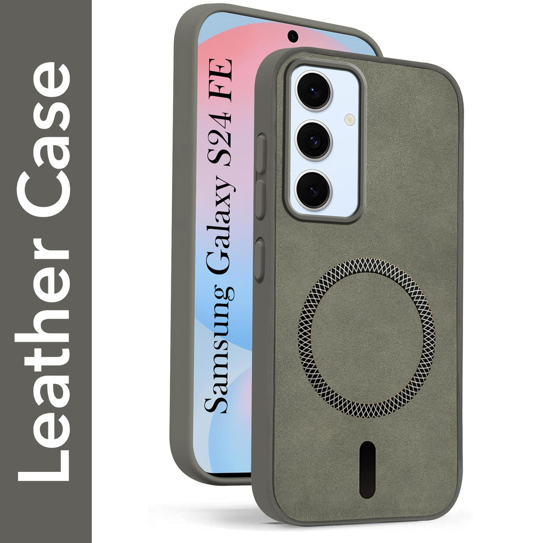 For Samsung Galaxy S24 FE Back Cover Case Leather Finish (MagSafe Compatible Wireless Charging | Soft Touch | Camera Bump Protection)