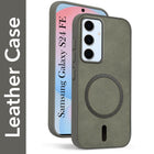 For Samsung Galaxy S24 FE Back Cover Case Leather Finish (MagSafe Compatible Wireless Charging | Soft Touch | Camera Bump Protection)
