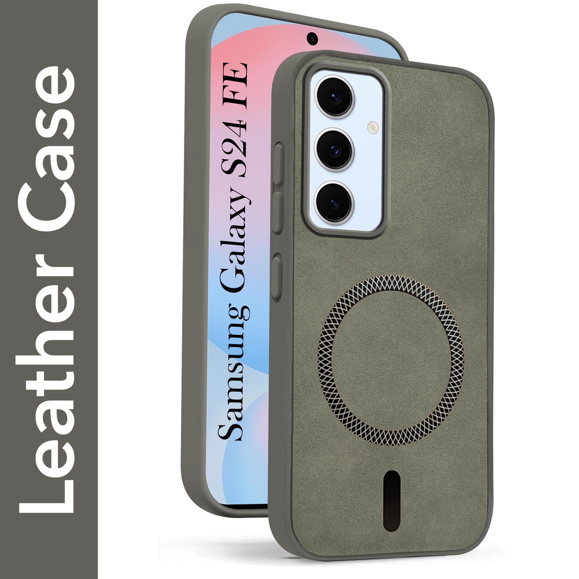 For Samsung Galaxy S24 FE Back Cover Case Leather Finish (MagSafe Compatible Wireless Charging | Soft Touch | Camera Bump Protection)