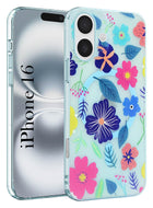 For Apple iPhone 16 Back Cover Case (Cute Floral Design | Flower Print for Girls | MagSafe Compatible Wireless Charging)