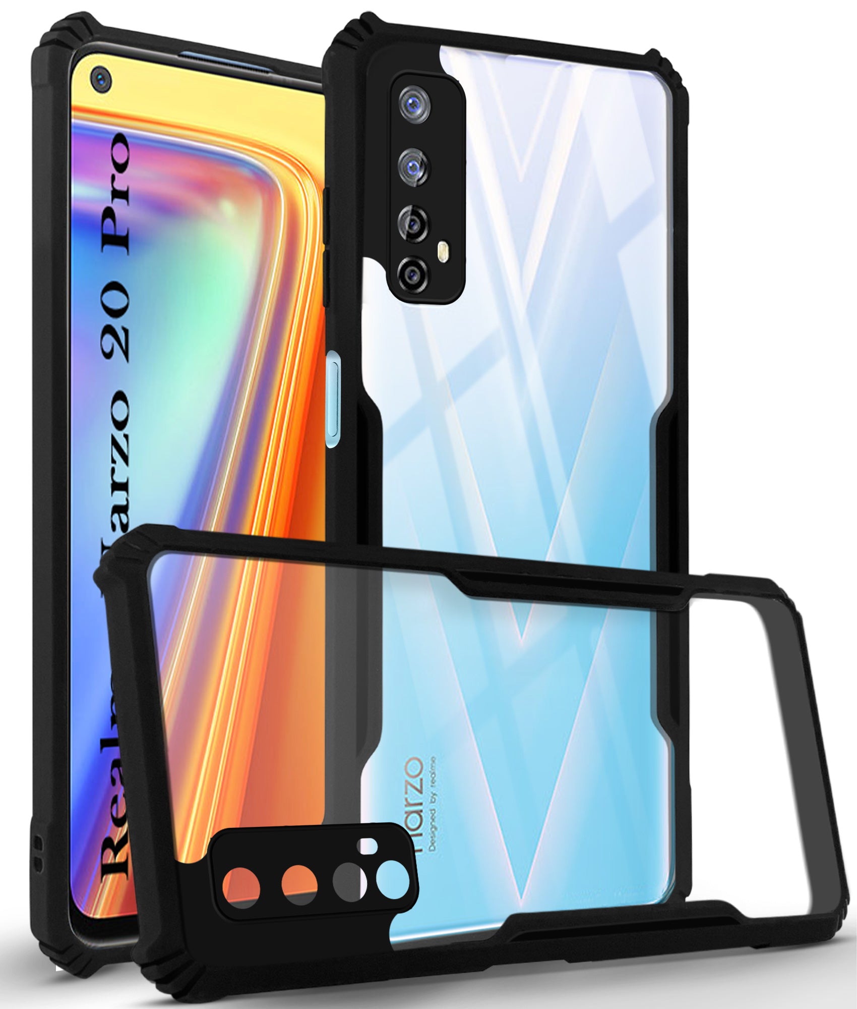 For Realme Narzo 20 Pro Back Cover Case ( Shockproof with Polycarbonate Clear Panel | Professional Black)