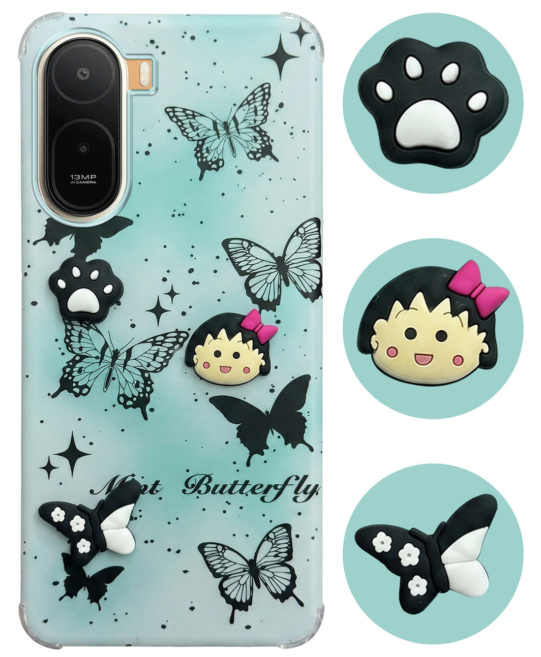 For Redmi A7 Pro 5G Back Cover Case (3D Cute Cartoons | Hard Back Side Soft | Matte Premium Finish | HD Printing)