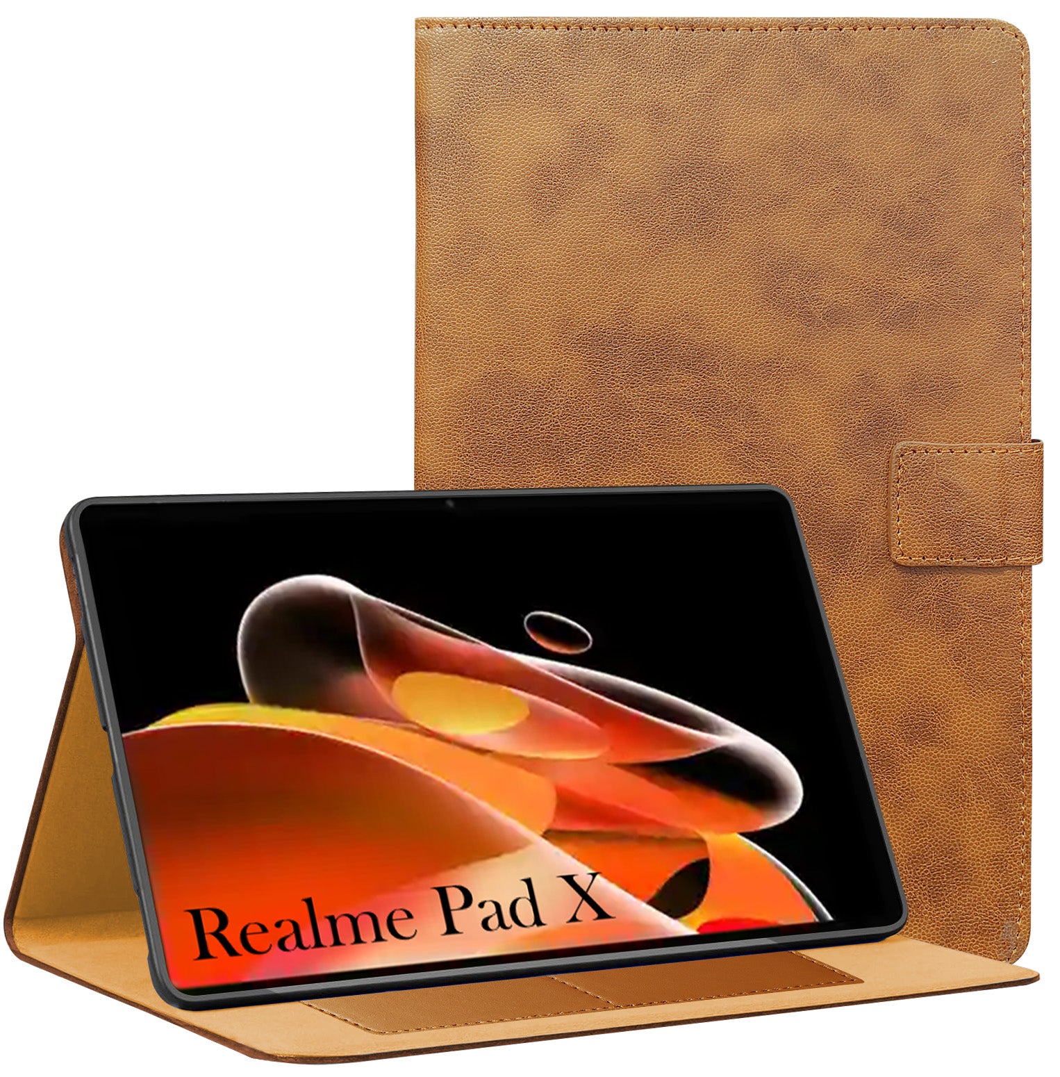 For Realme Pad X 11 Inch  RMP2107/P2108 Flip Cover Folio Cover(PU Leather | Multi-Angle Smart Stand | Card Storage Slots | Silicone Back Pouch)