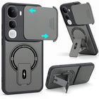 For Vivo Y400 Pro Back Case Cover Metallic (Hybrid Armor Kickstand | Sliding Shutter Camera Protection | MagSafe Compatible)