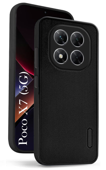 For Xiaomi Poco X7 Back Cover Case (Textured Grip Design | Micro-Fiber Cloth Inside | Slim and Light Weight | Soft Touch and Feel | Black)