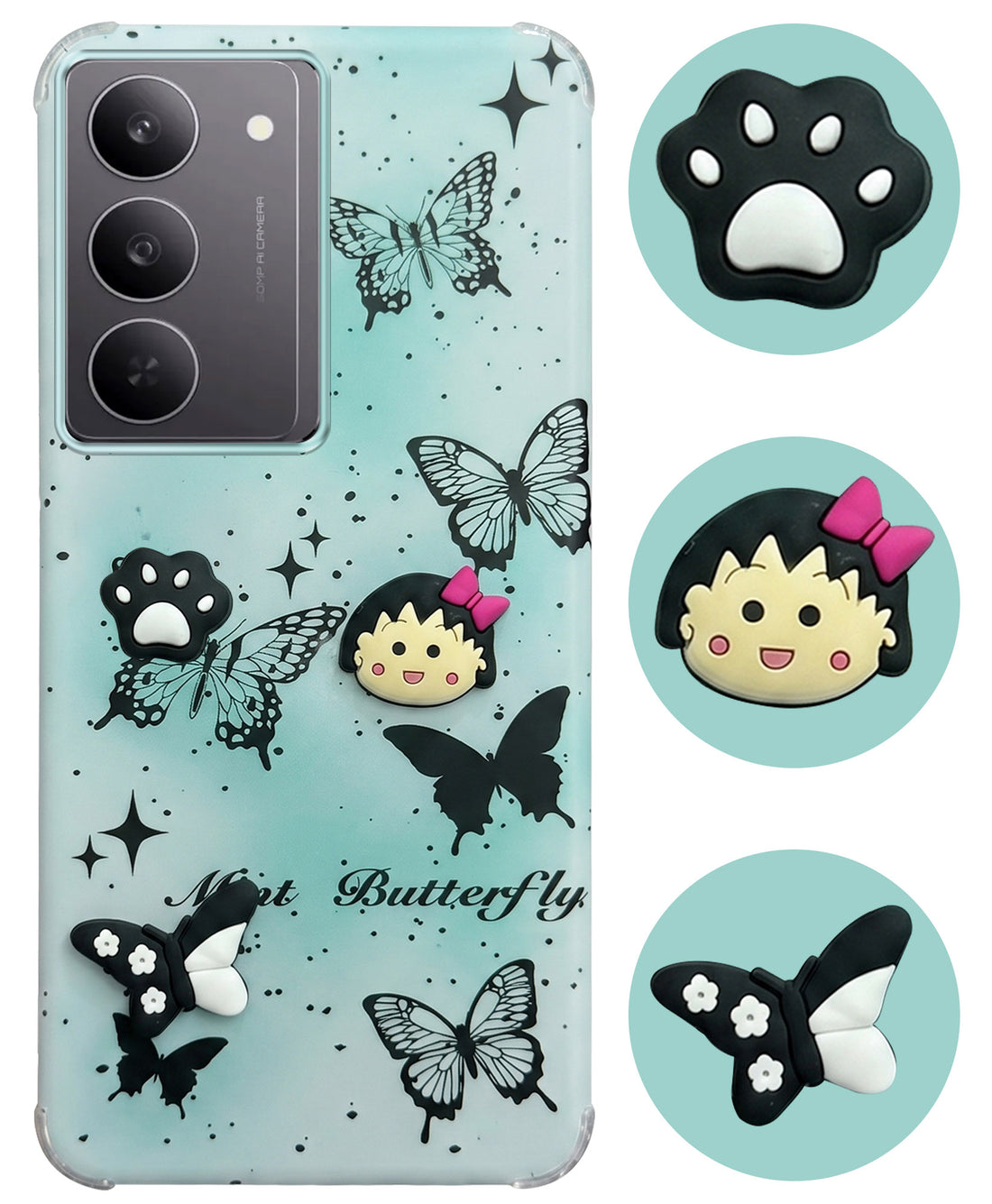 For Realme 14X Back Cover Case (3D Cute Cartoons | Hard Back Side Soft | Matte Premium Finish | HD Printing)